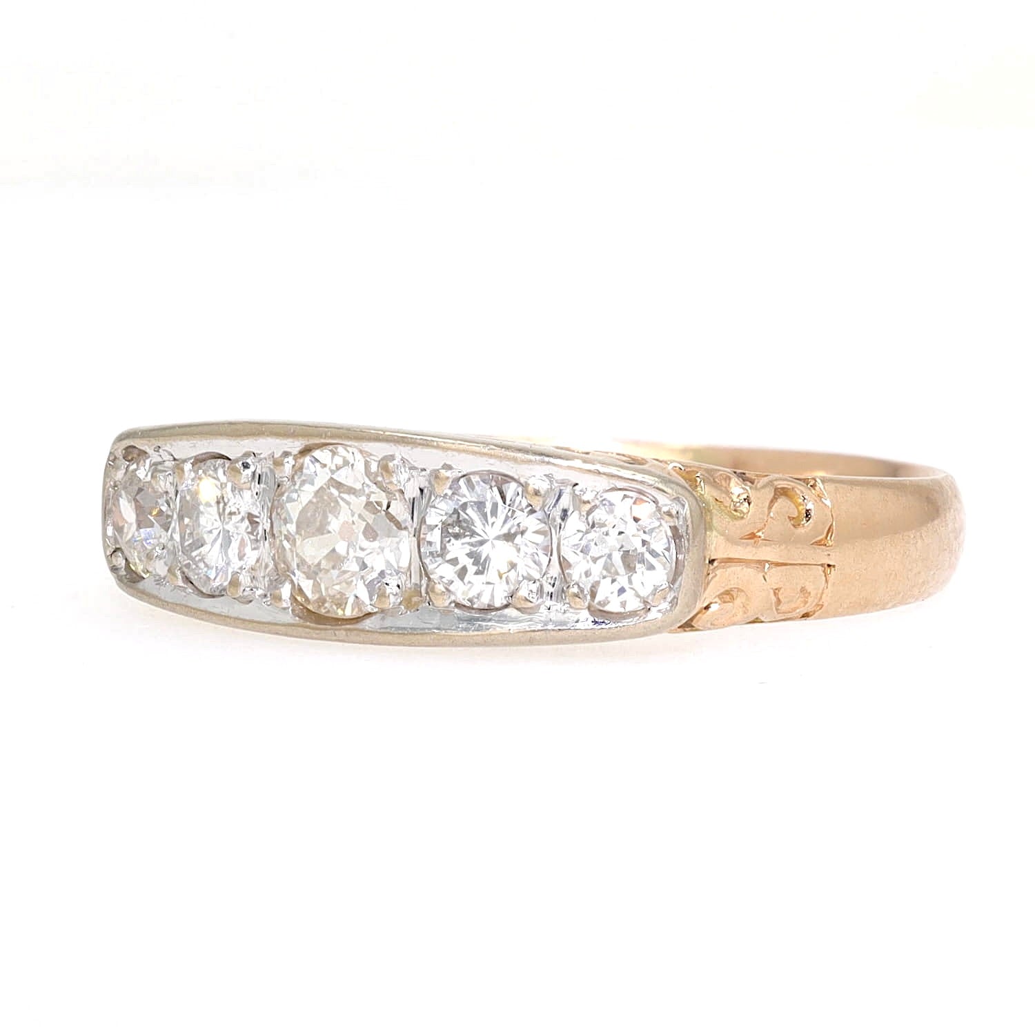 Vintage ring in 585 yellow gold with diamonds and brilliants