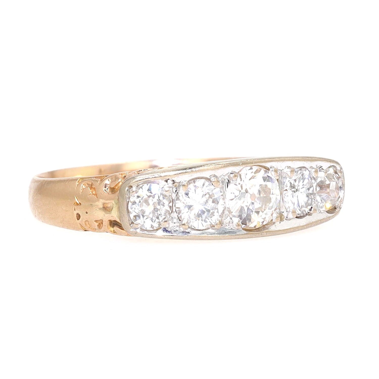 Vintage ring in 585 yellow gold with diamonds and brilliants