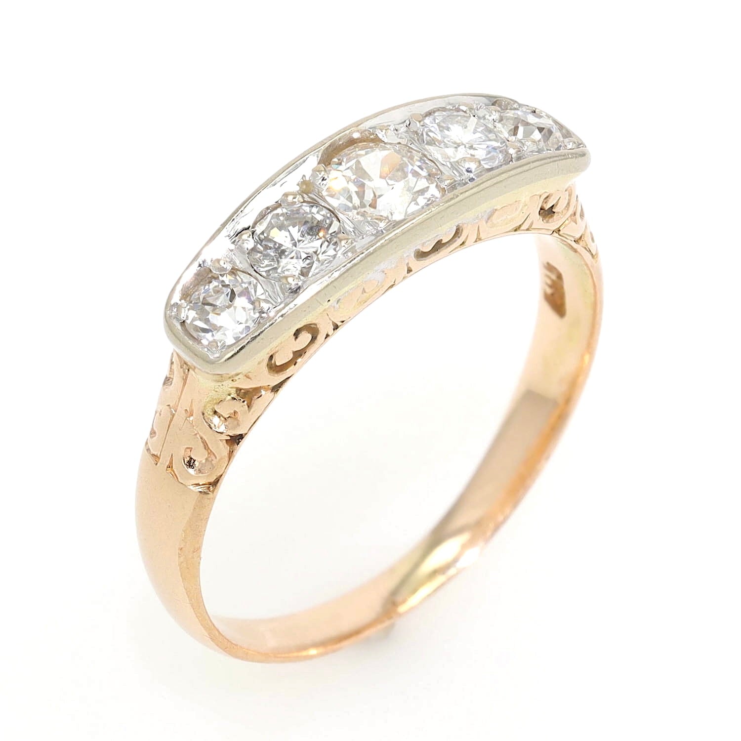 Vintage ring in 585 yellow gold with diamonds and brilliants