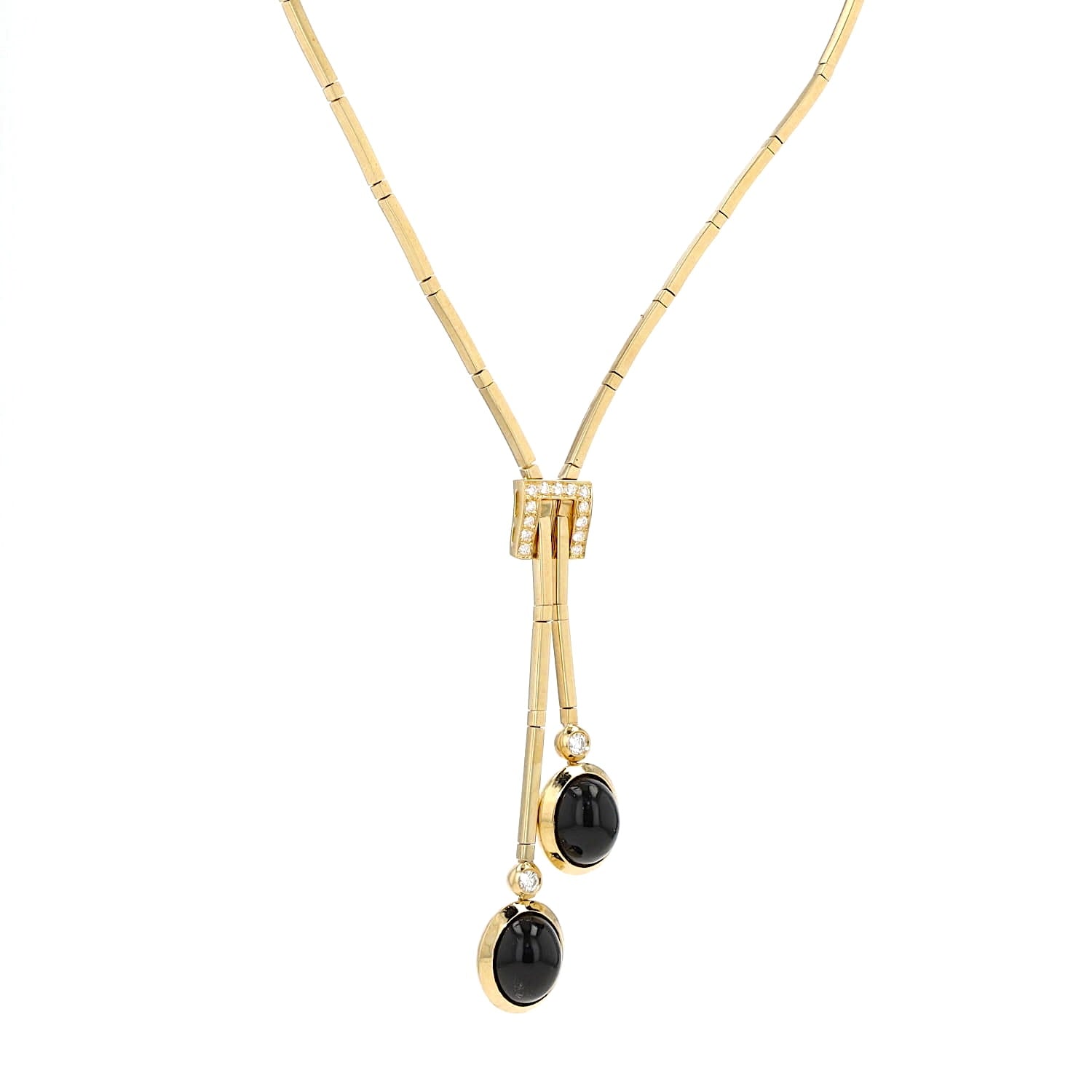 Poniros necklace in 750 yellow gold with brilliants and onyx cabochons