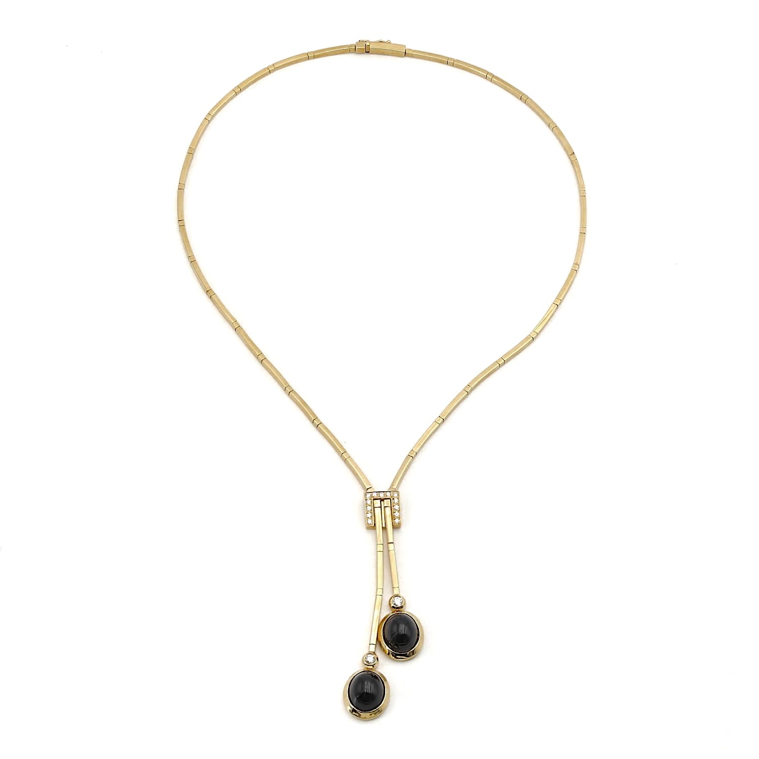 Poniros necklace in 750 yellow gold with brilliants and onyx cabochons