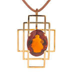 Pendant in 750 yellow gold with a Madeira citrine, hanging frontally