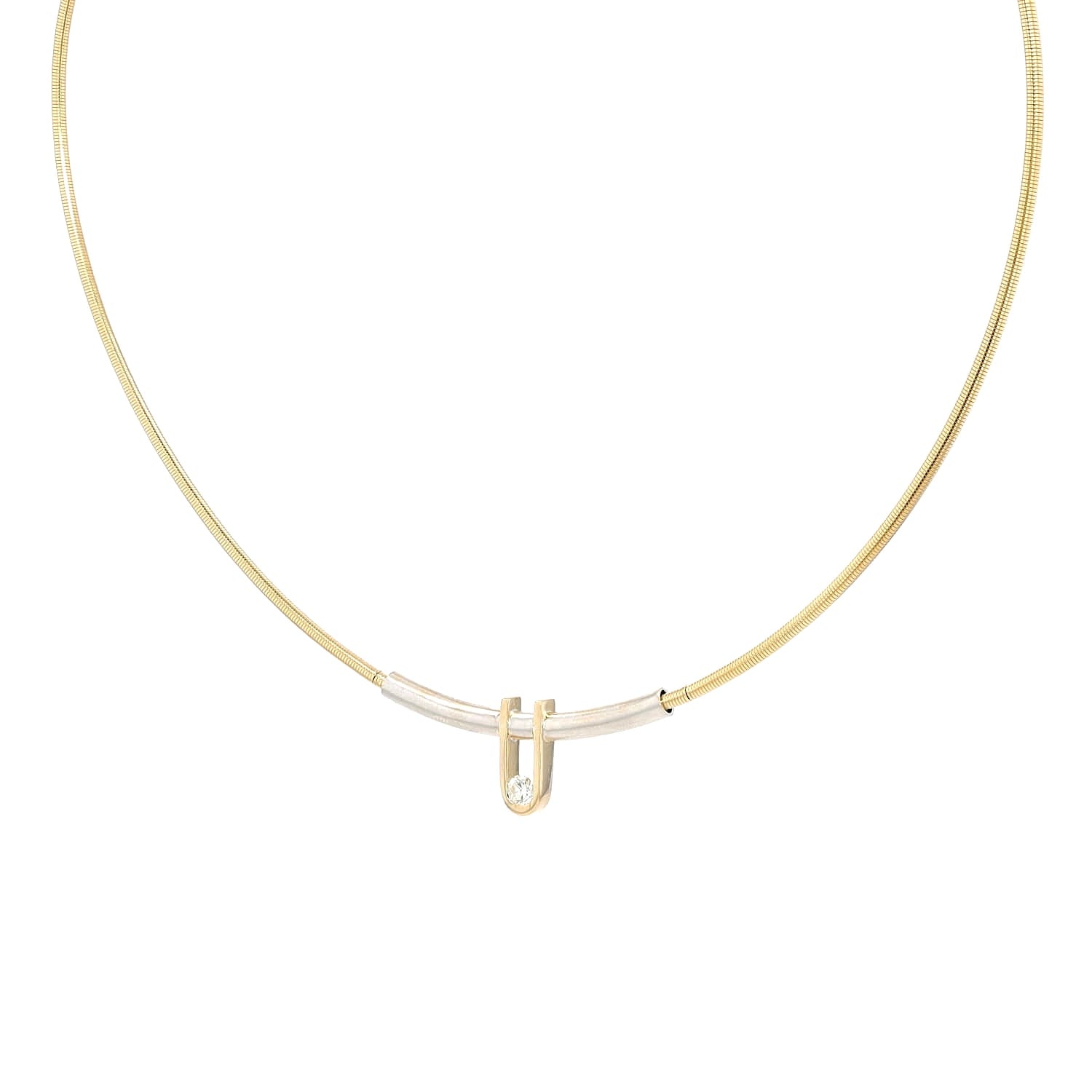 Bunz necklace in 750 white and yellow gold with a brilliants