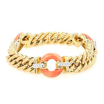 Vintage bracelet in 750 yellow gold with brilliants and corals