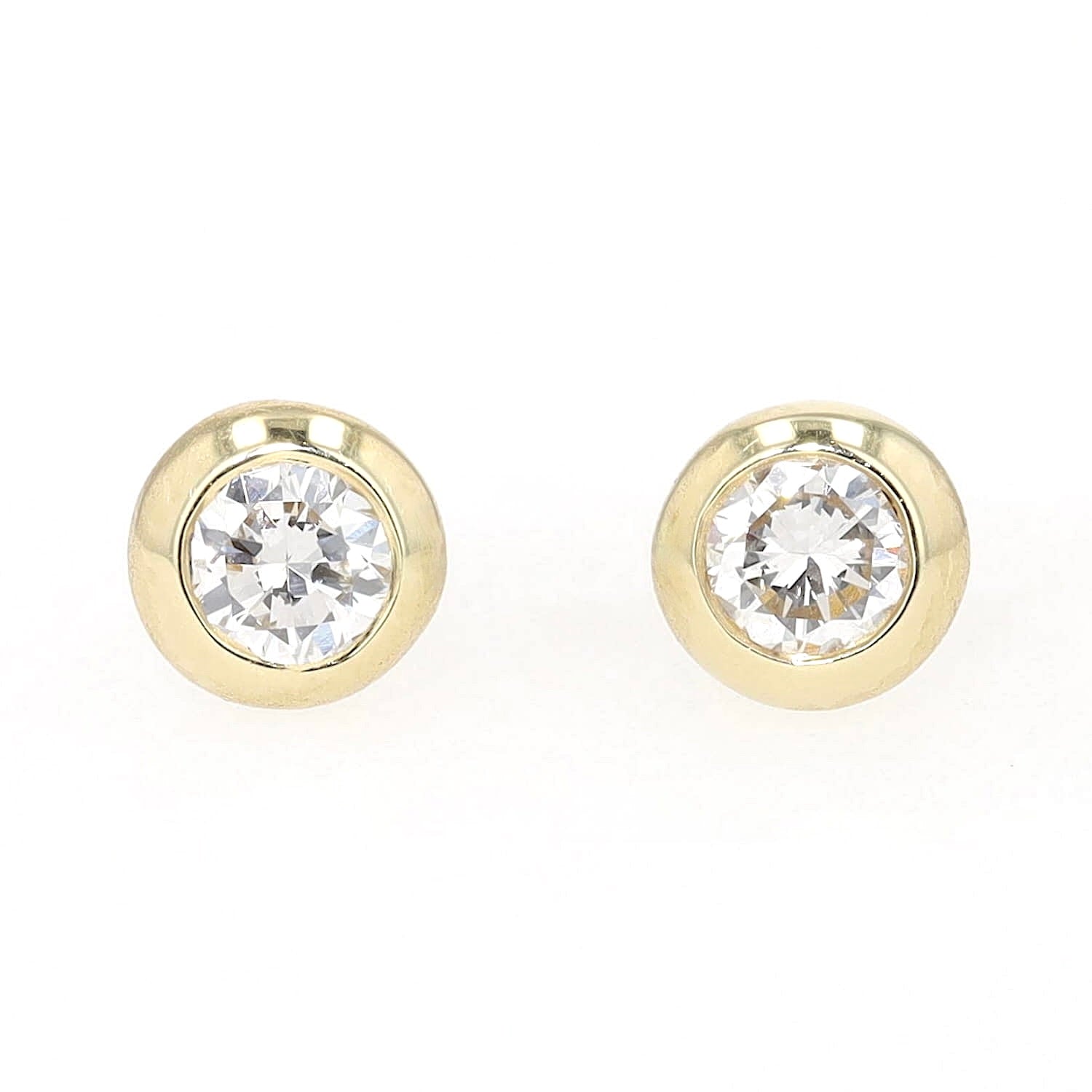 1 pair of stud earrings in 585 yellow gold, each with a brilliants