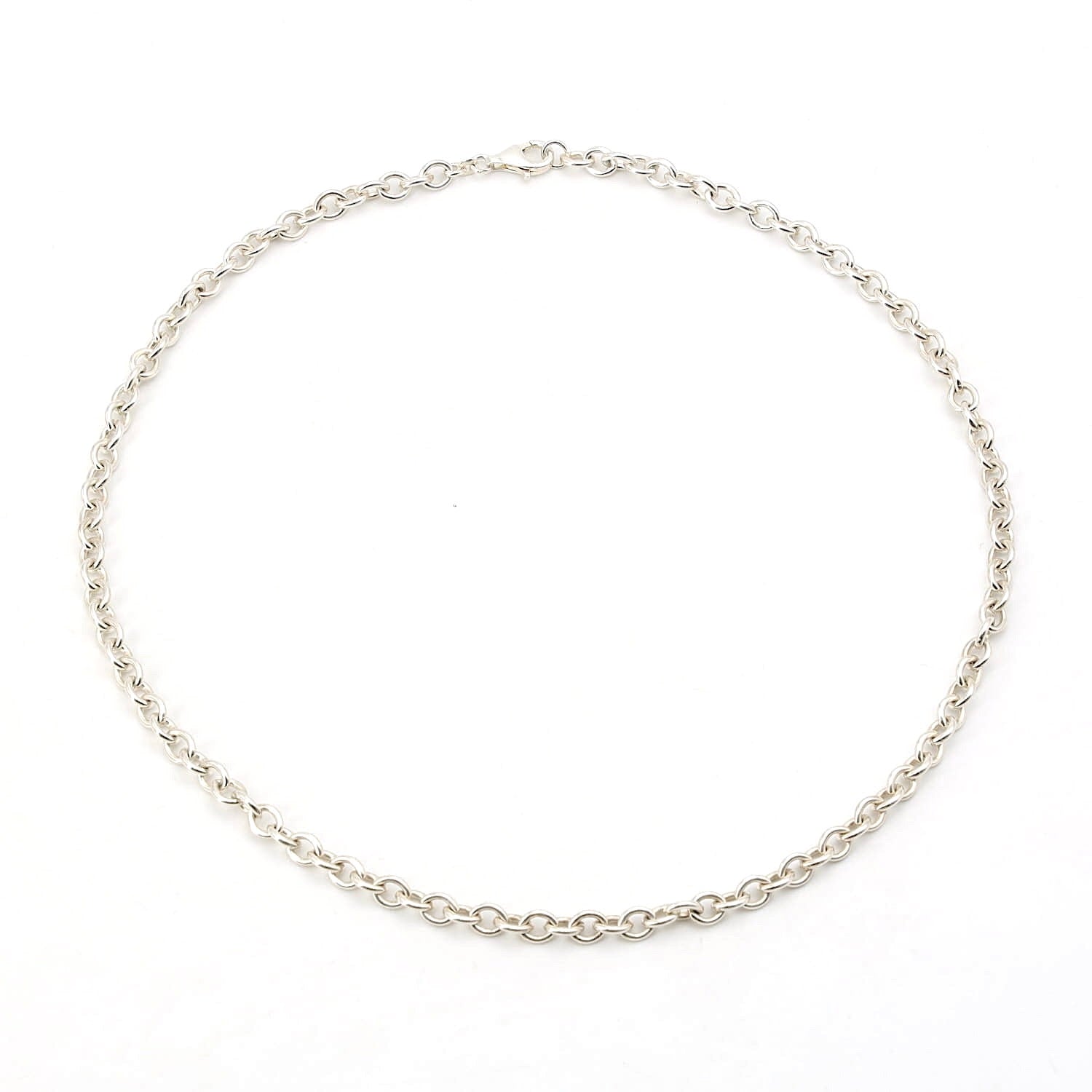 Ankerkette und Armband aus 925 Silber, Kette liegend Draufsicht