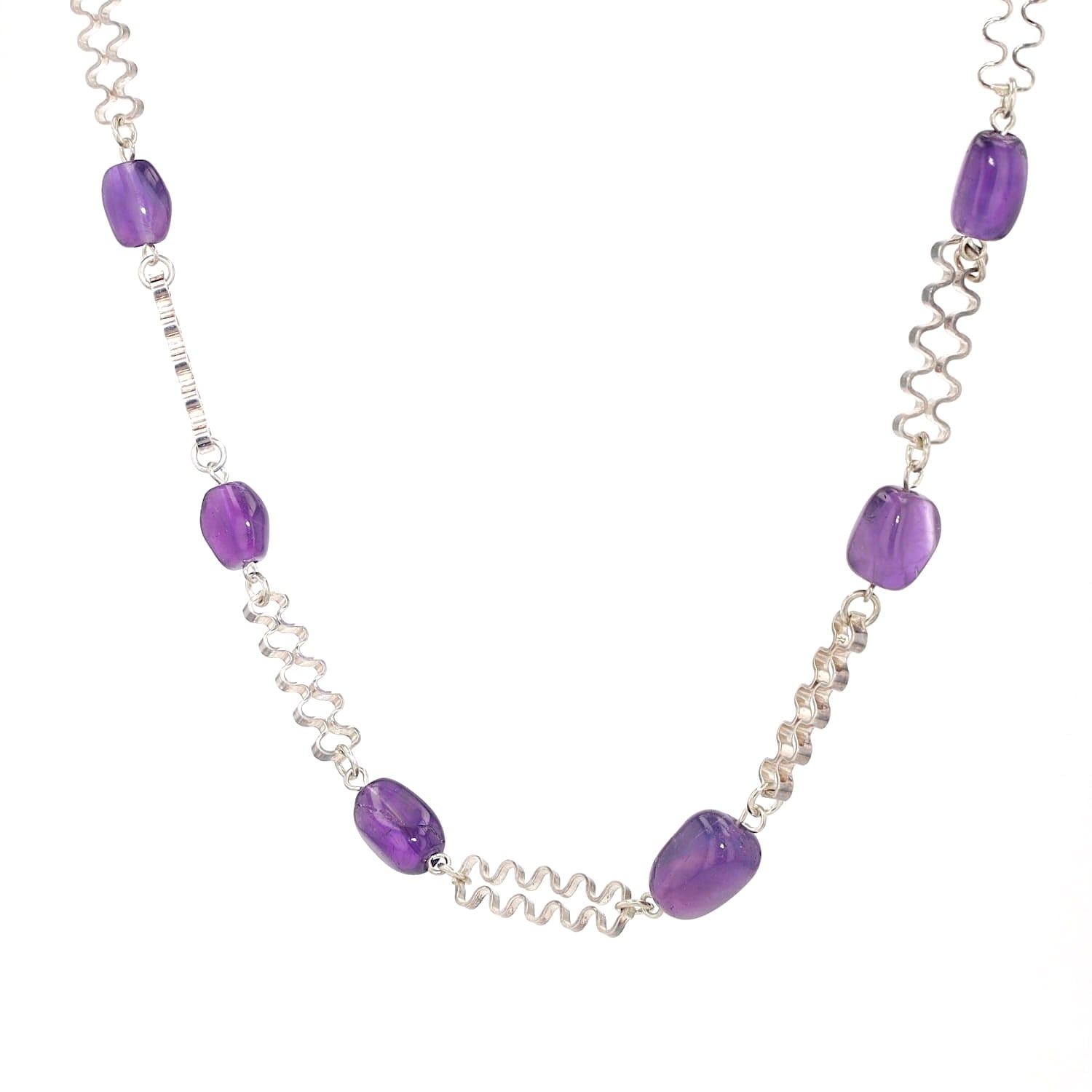 Necklace and bracelet in 835 silver with amethysts