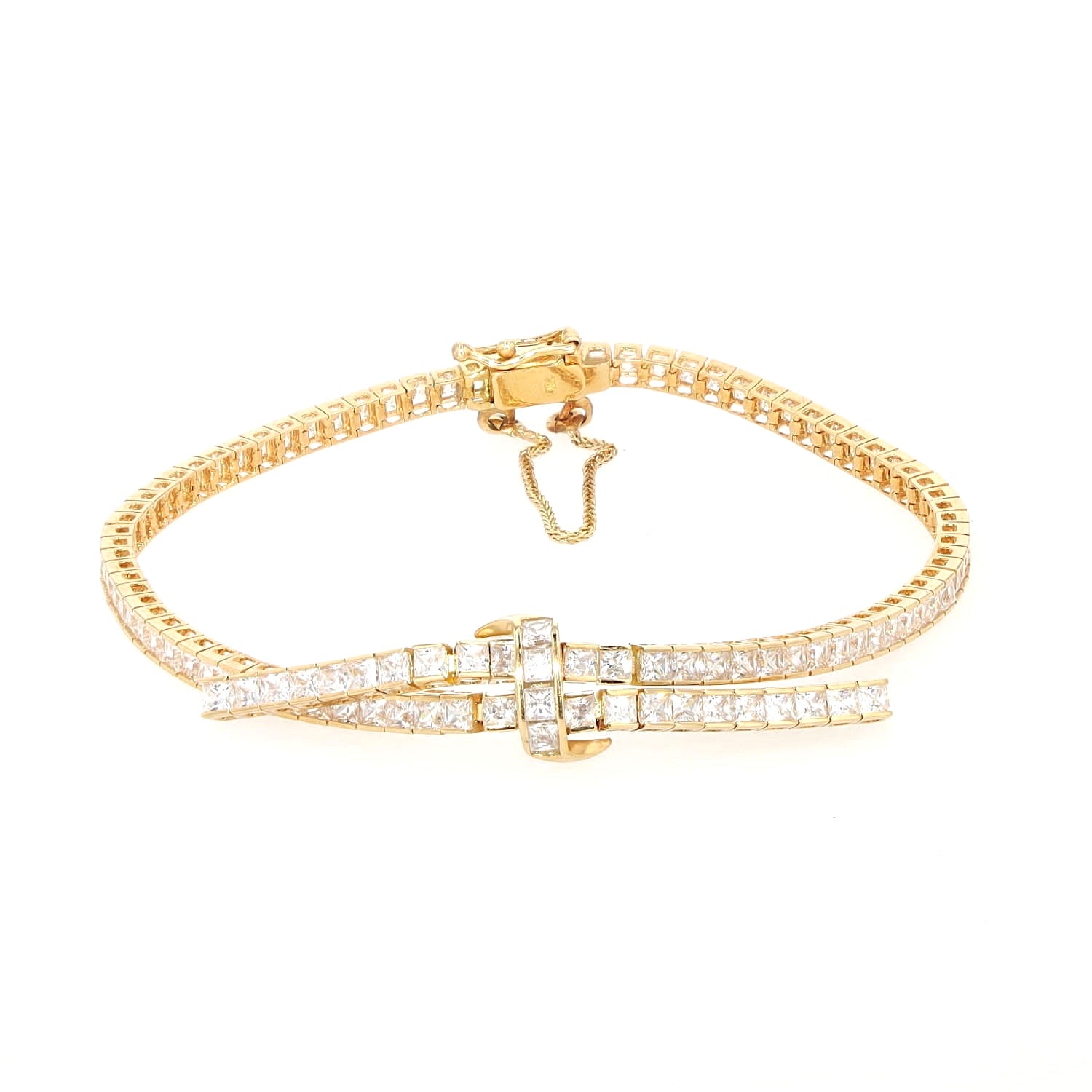 Bracelet in 750 yellow gold with cubic zirconias