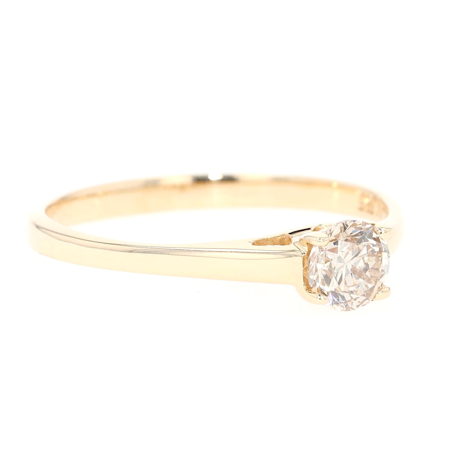 Solitärring in 585er Gelbgold mit einem Brillanten ca. 0,50 ct, liegend rechts gedreht