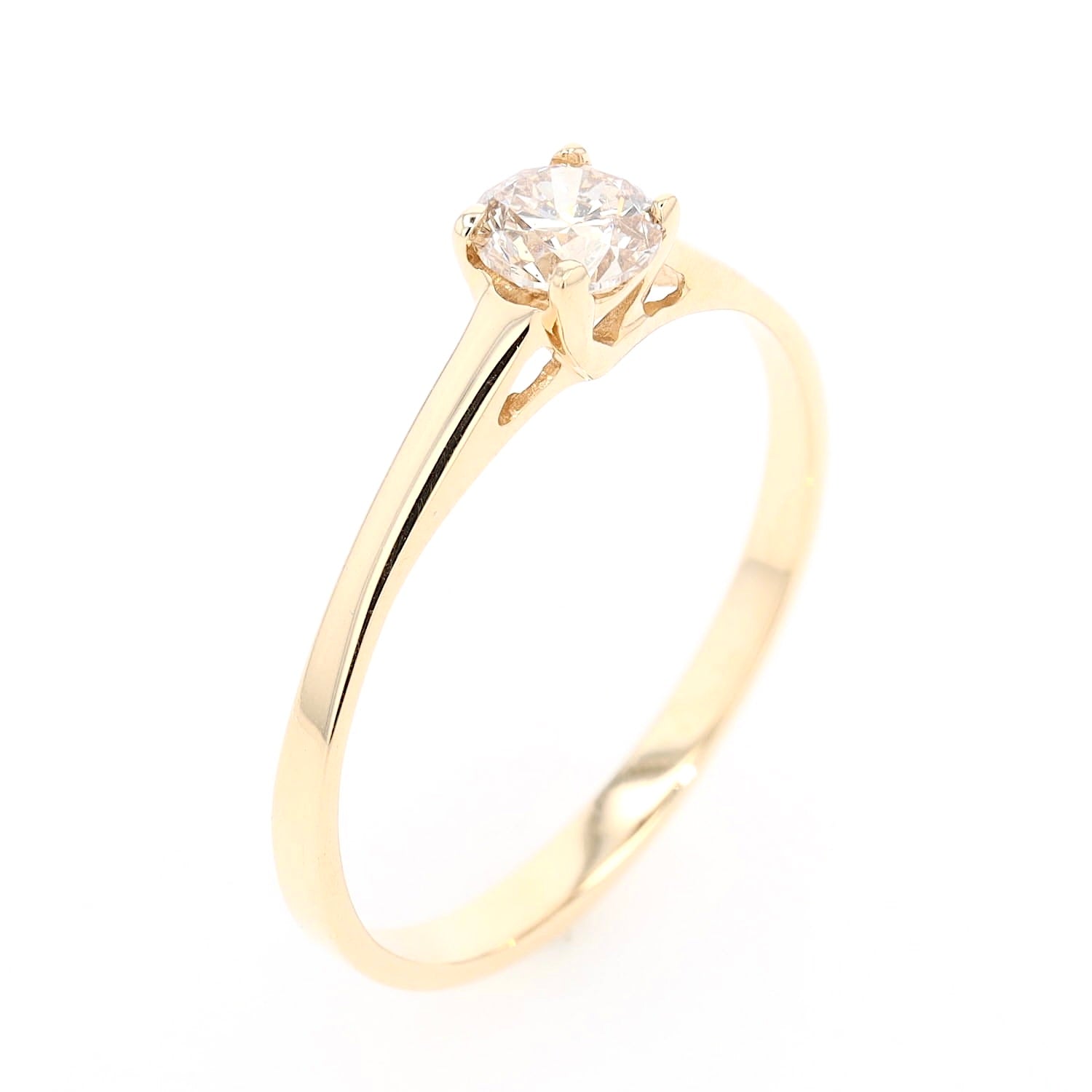 Solitärring in 585er Gelbgold mit einem Brillanten ca. 0,50 ct, stehend Draufsicht