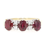 Vintage ring in 585 bicolor gold with rubies and brilliants, lying frontal