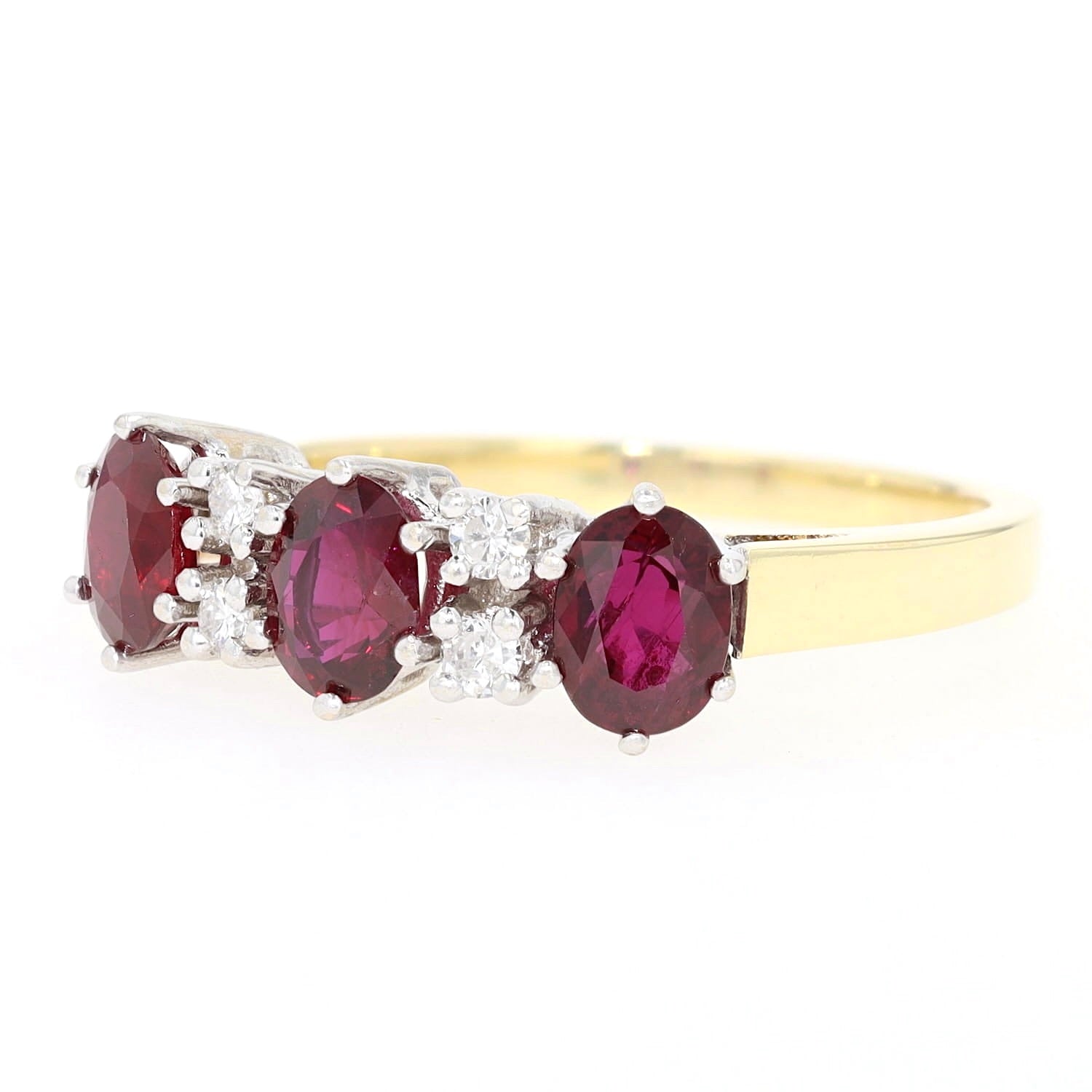 Vintage ring in 585 bicolor gold with rubies and brilliants, horizontally turned to the left