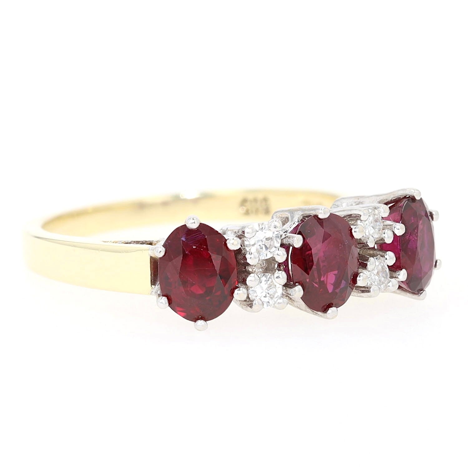 Vintage ring in 585 bicolor gold with rubies and brilliants