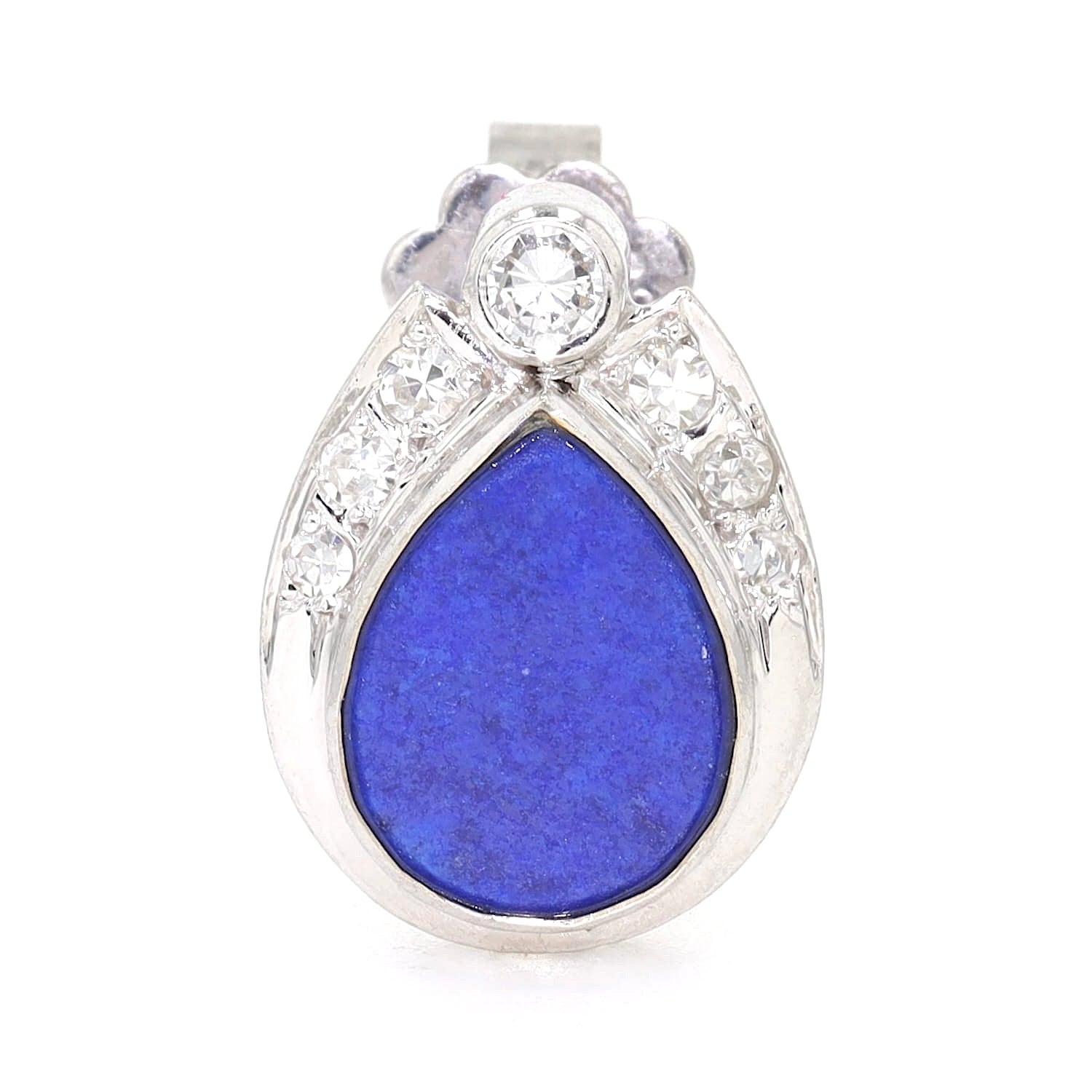 Paar Ohrstecker in 585er Weißgold mit je einem Lapsi lazuli, Brillanten und Diamanten, einzelnd stehend frontal