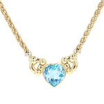 Sorelle Ronco Collier in 750er Gelbgold mit einem blauen Topas, hängend frontal