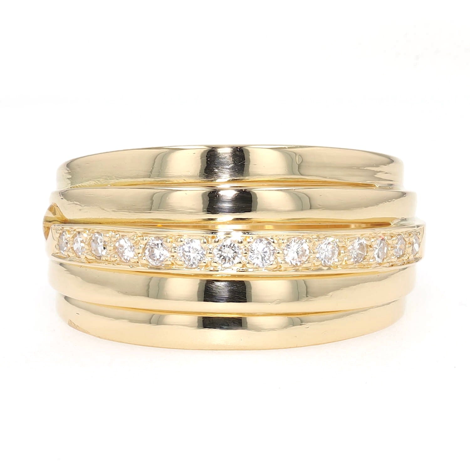 Ring in 750er Gelbgold mit Brillanten und Diamanten, liegend frontal