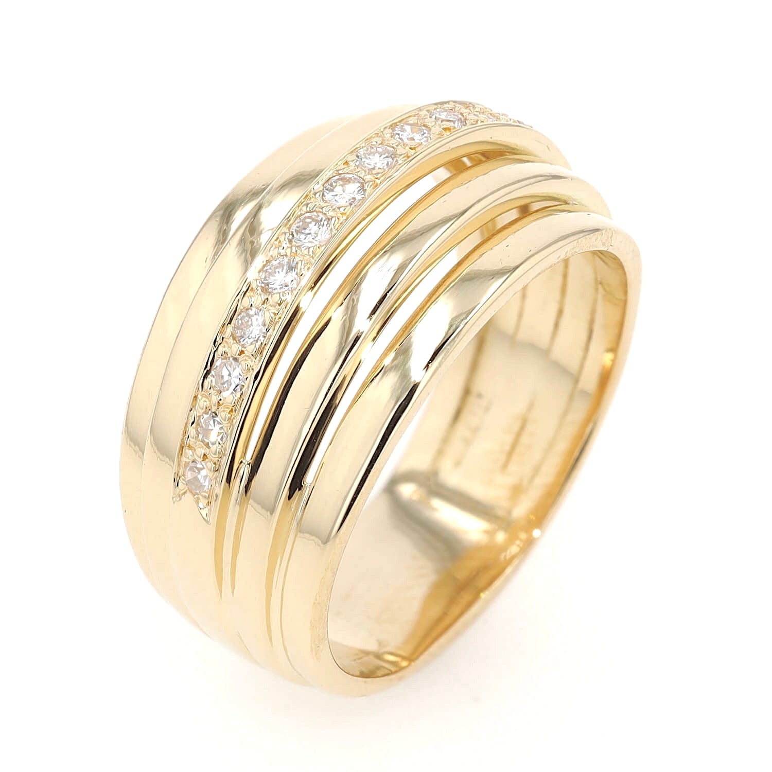 Ring in 750er Gelbgold mit Brillanten und Diamanten, stehend