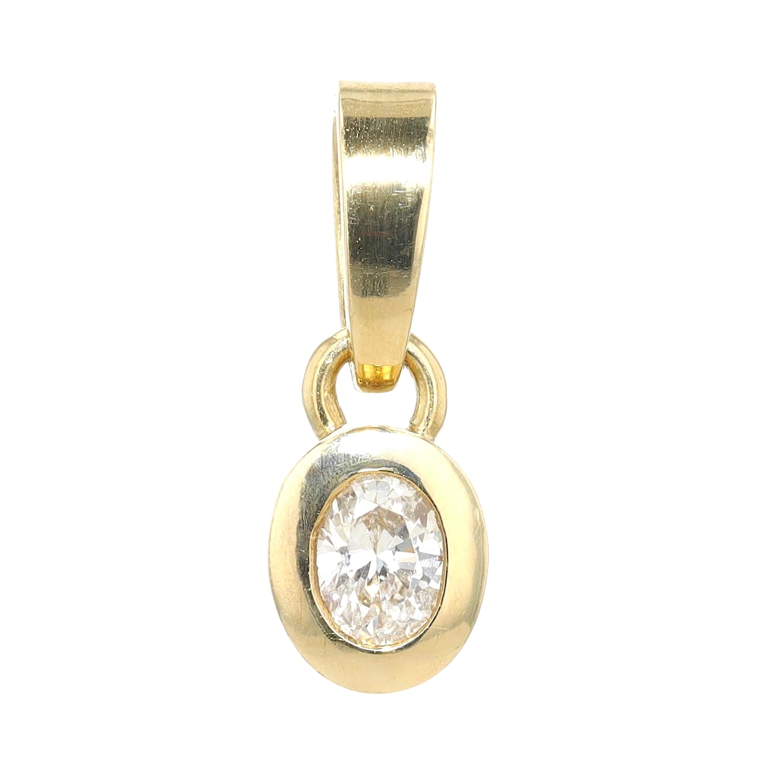 Anhänger in 585er Gelbgold mit einem ca. 0,20 ct Diamanten, hängend frontal