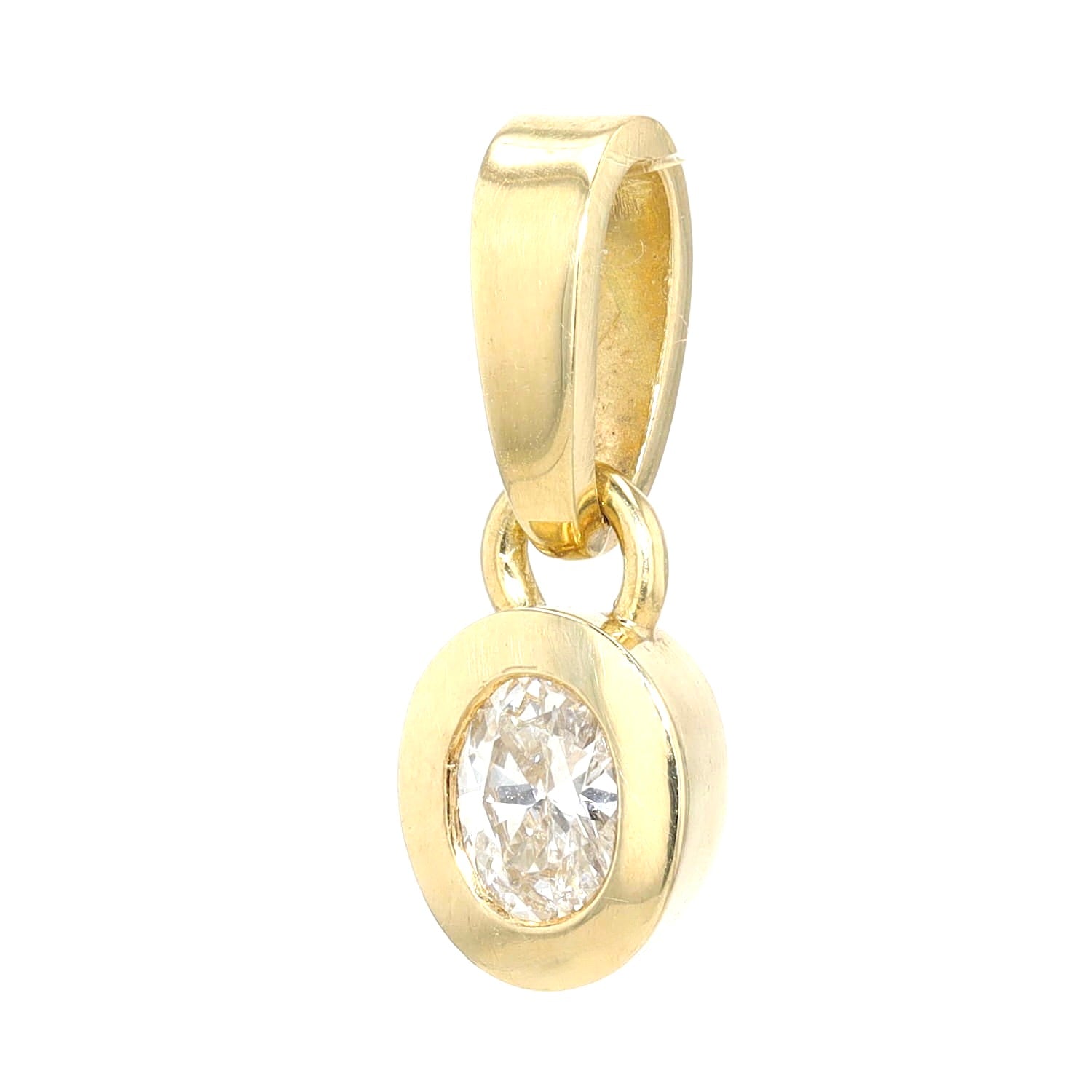 Anhänger in 585er Gelbgold mit einem ca. 0,20 ct Diamanten, hängend links gedreht