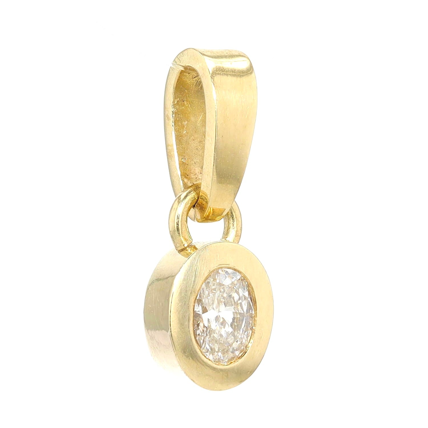 Anhänger in 585er Gelbgold mit einem ca. 0,20 ct Diamanten, hängend rechts gedreht