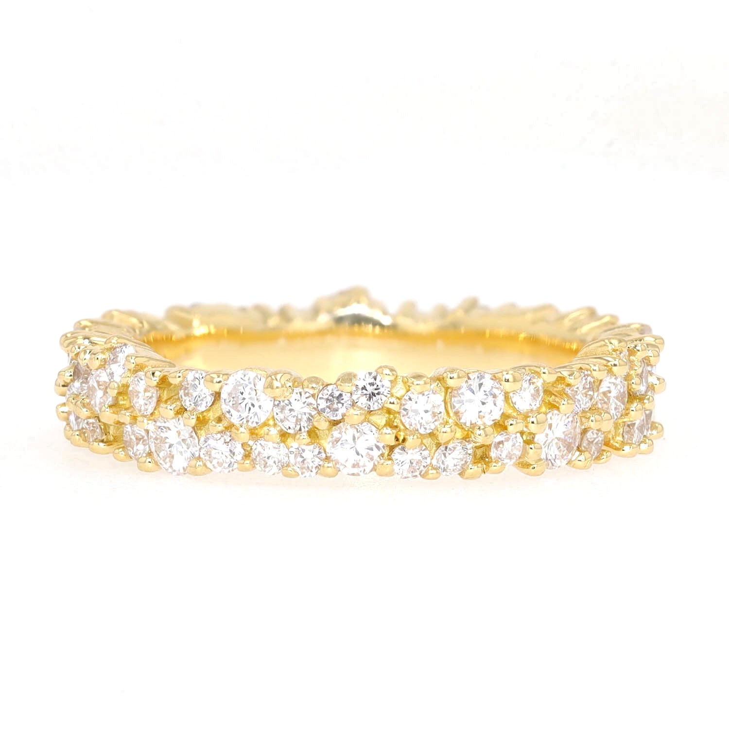 Memoire ring in 750 yellow gold with a total of approx. 1 ct brilliants, lying frontally