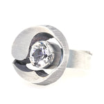 Karl Laine ring in 925 silver with a rock crystal, lying slightly to the left