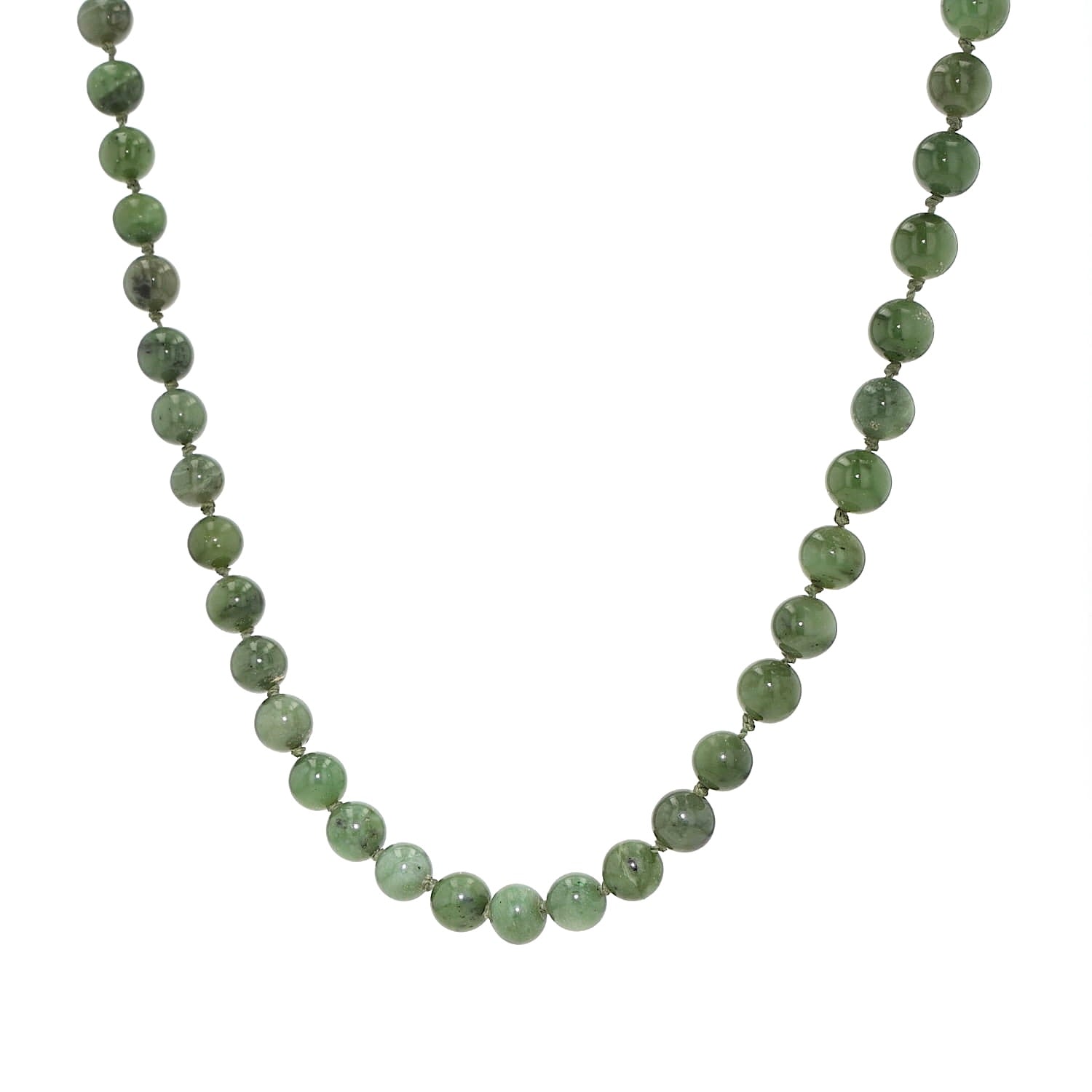 Kette aus Nephrit-Kugeln, hängend frontal