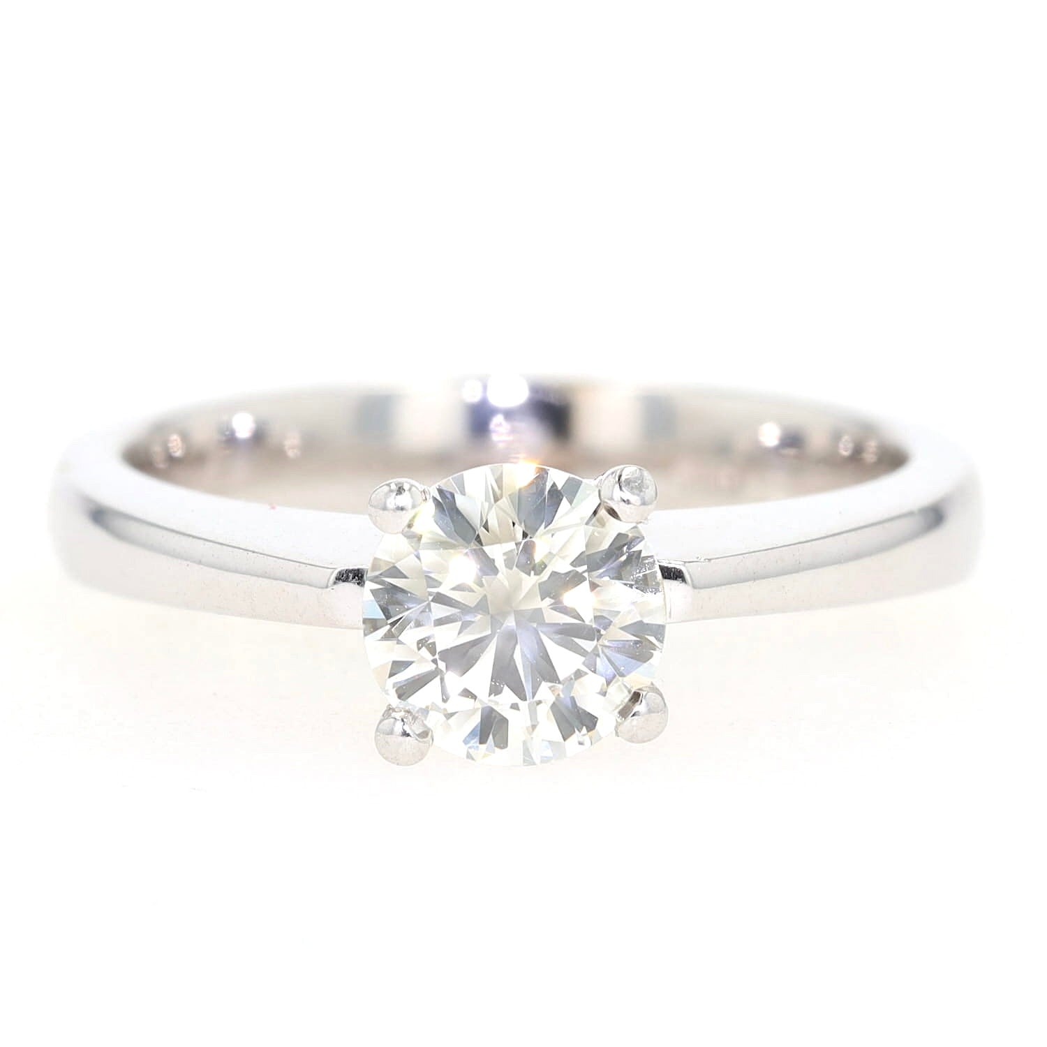 Solitärring in 750er Weißgold mit einem Brillanten ca. 1 ct, liegend frontal