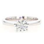 Solitärring in 750er Weißgold mit einem Brillanten ca. 1 ct, liegend frontal