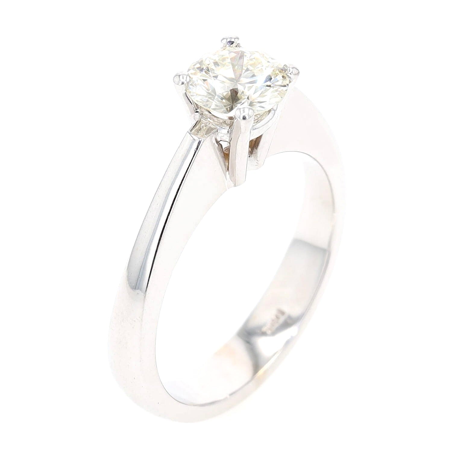Solitärring in 750er Weißgold mit einem Brillanten ca. 1 ct, stehend