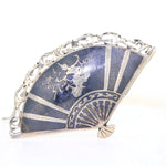 Vintage Fächer Brosche Sterling Silber Siam Niello, stehend frontal