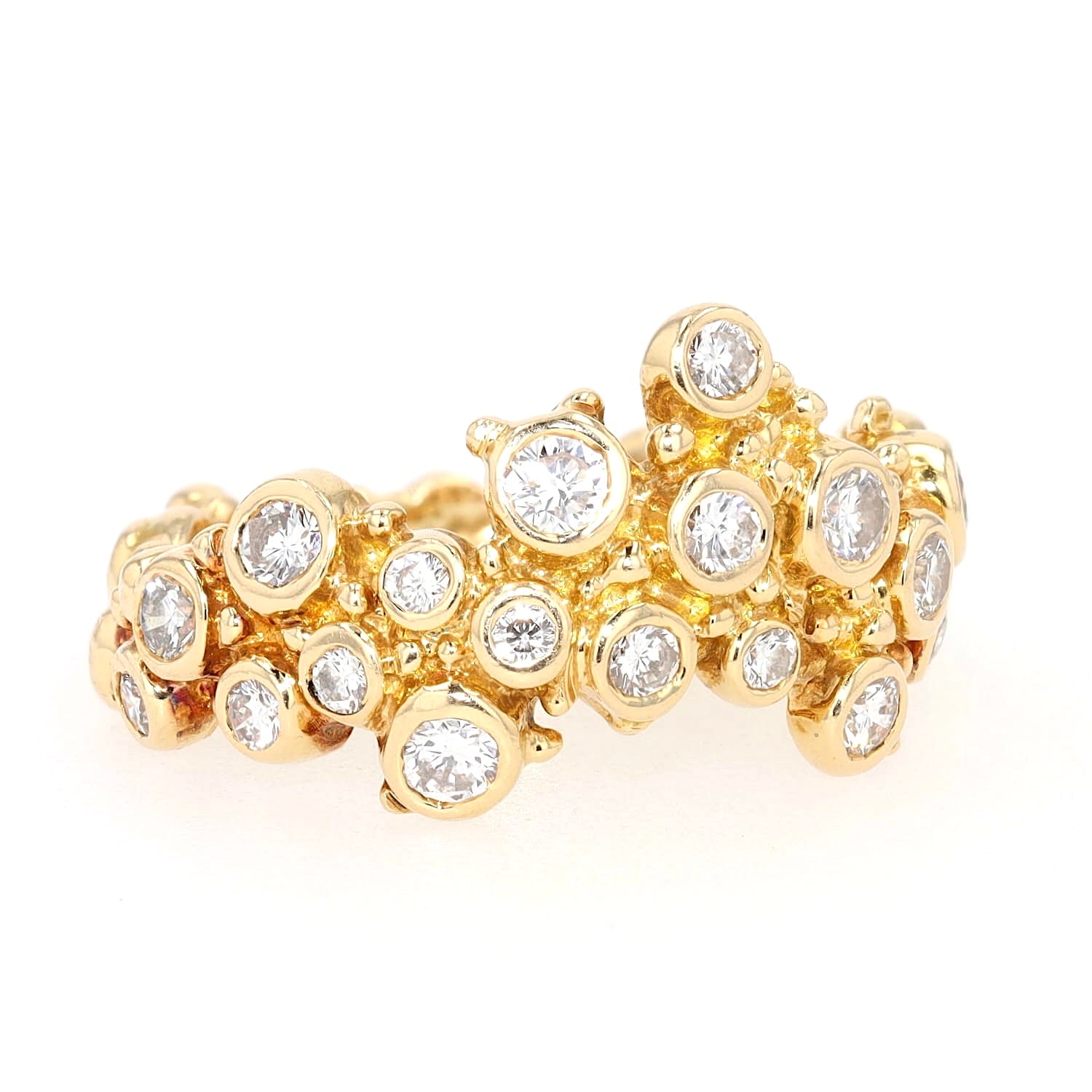 Ring vermutlich von Gilbert Albert in 750er Gelbgold mit Brillanten, liegend rechts gedreht