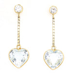 Ohrringe in 750er/333er Gelbgold mit je einem blauen Topas und Cubic Zirkon, hängend frontal