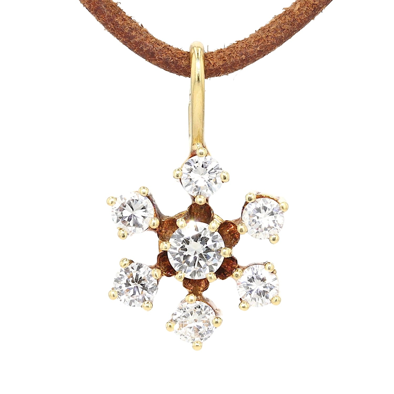 Anhänger in 585er Gelbgold mit insgesamt ca. 0,65 ct Brillanten, hängend frontal