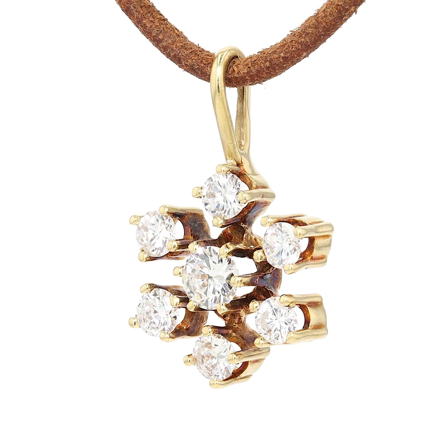 Anhänger in 585er Gelbgold mit insgesamt ca. 0,65 ct Brillanten, hängend links gedreht