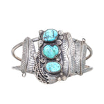 Armspange Indianerschmuck Navajo in 900er Silber mit Türkisen, , liegend frontal