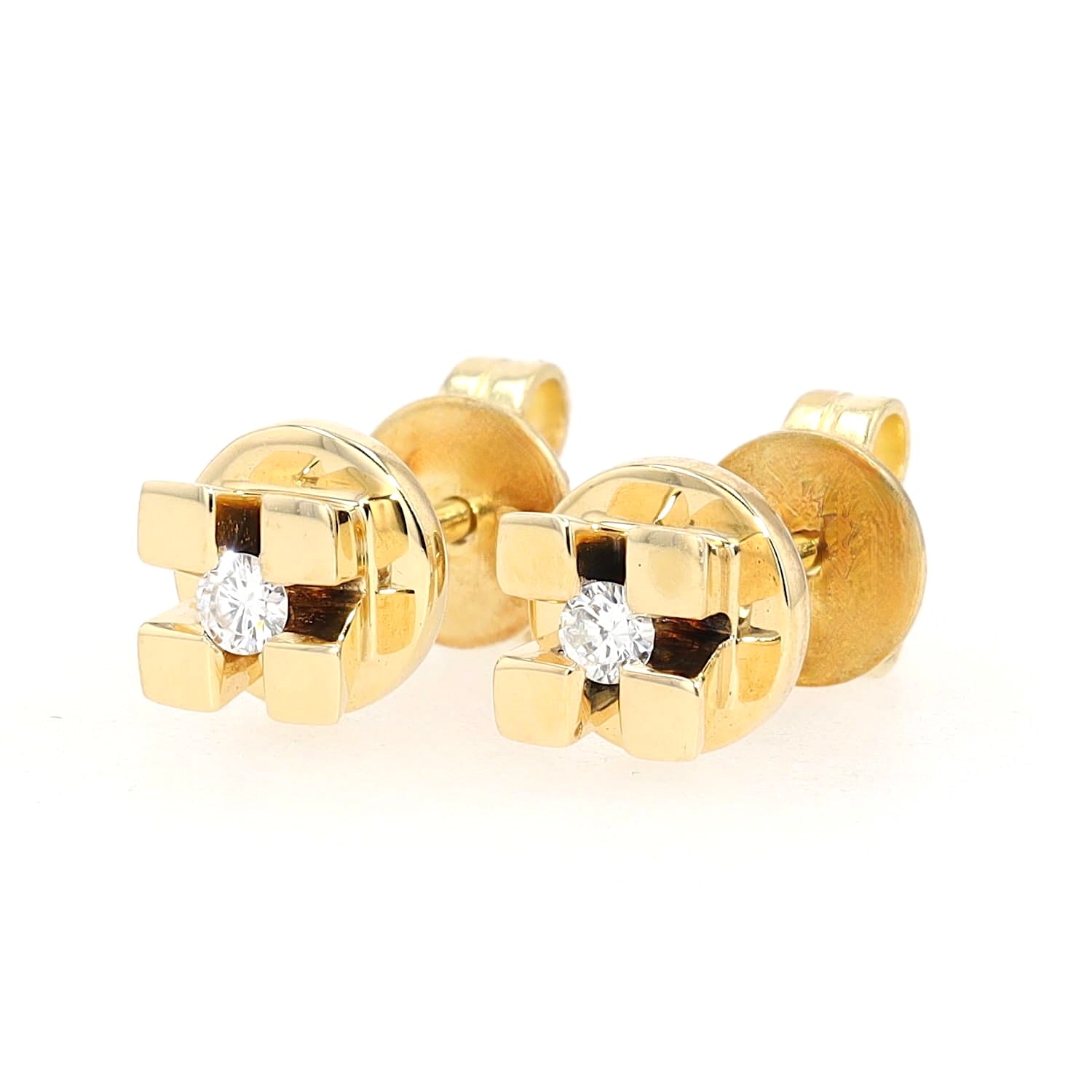 Jette Joop Ohrstecker in 750er Gelbgold mit je einem Brillanten, liegend links gedreht