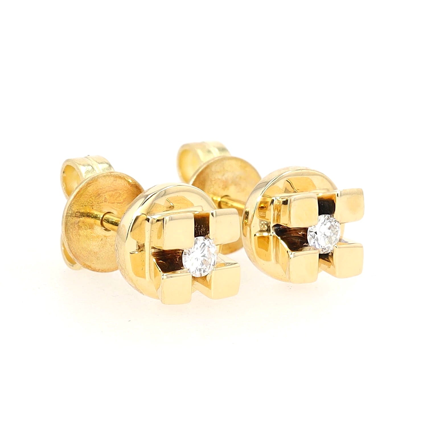 Jette Joop Ohrstecker in 750er Gelbgold mit je einem Brillanten, liegend rechts gedreht