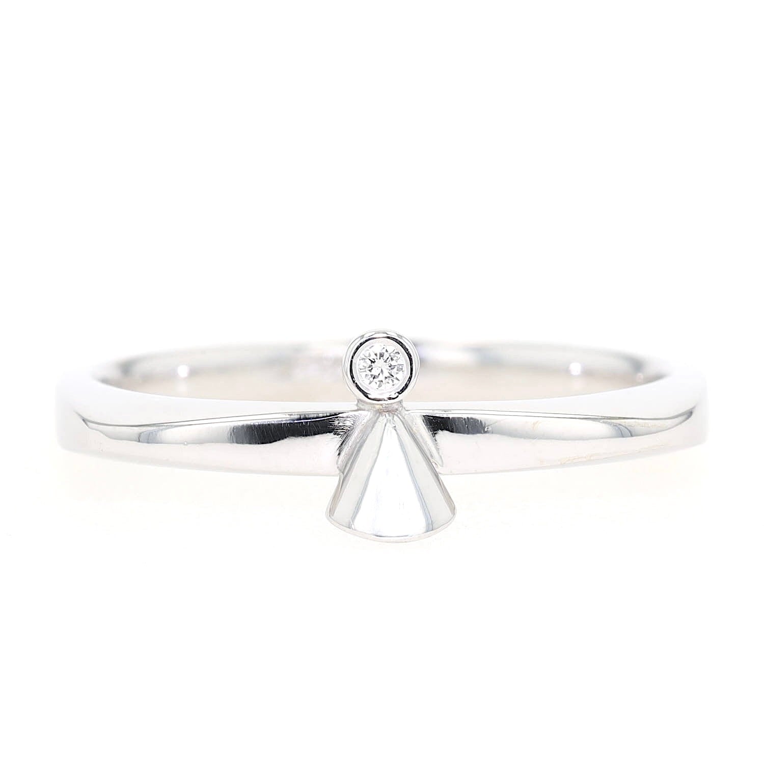 Niessing Ring in 585er Weißgold mit einem Brillanten, liegend frontal