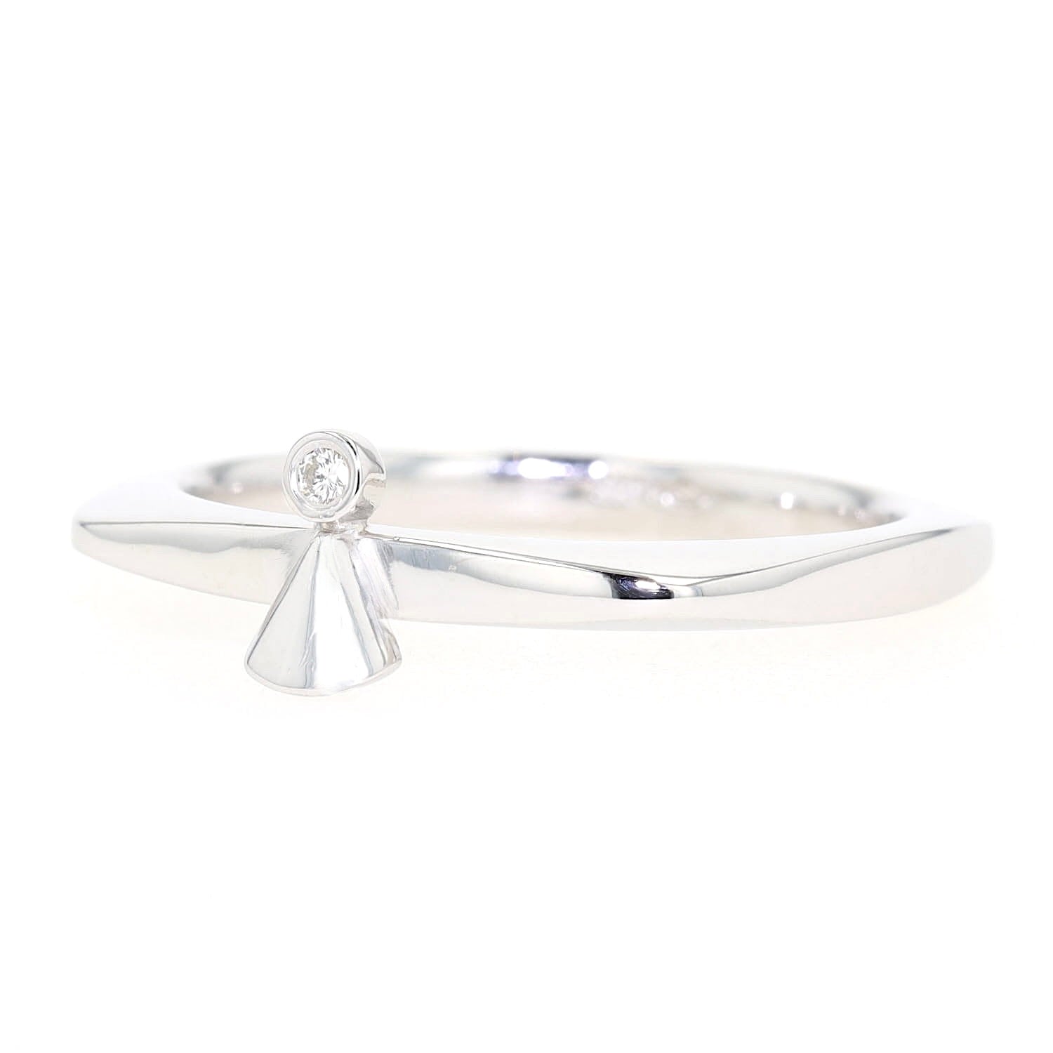 Niessing Ring in 585er Weißgold mit einem Brillanten, liegend links gedreht