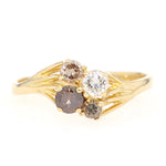 Ring in 750er Gelbgold mit mehrfarbigen Brillanten, liegend frontal