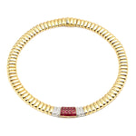 Collier von Wempe in 750er Gelb- und Weißgold mit Rubinen und Brillanten, liegend Draufsicht