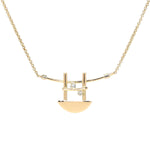 Collier in 585er Gelbgold mit zwei Brillanten, hängend frontal