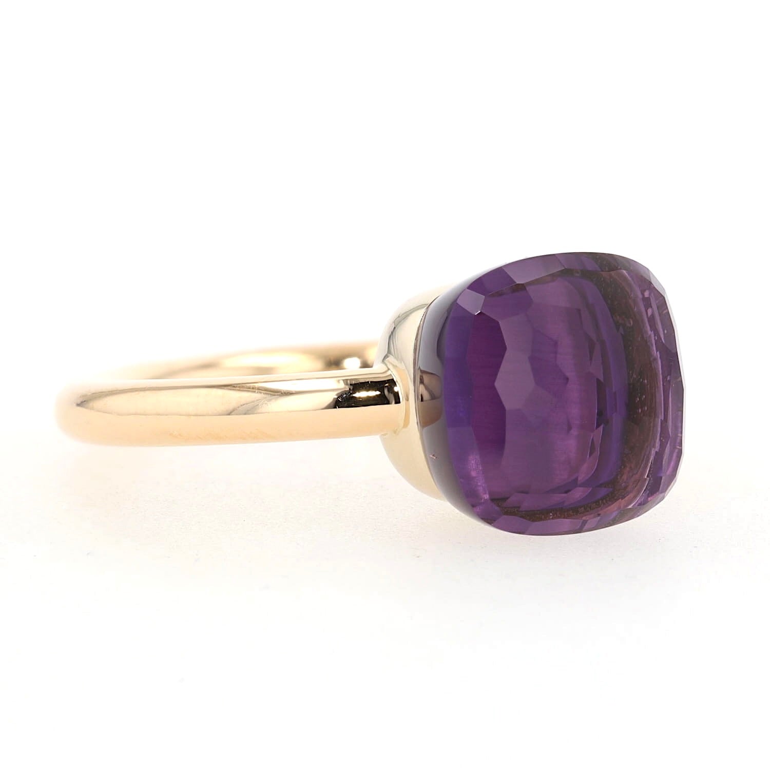 Pomellato Ring Nudo Classic in 750er Roségold mit einem Amethyst, liegend rechts gedreht
