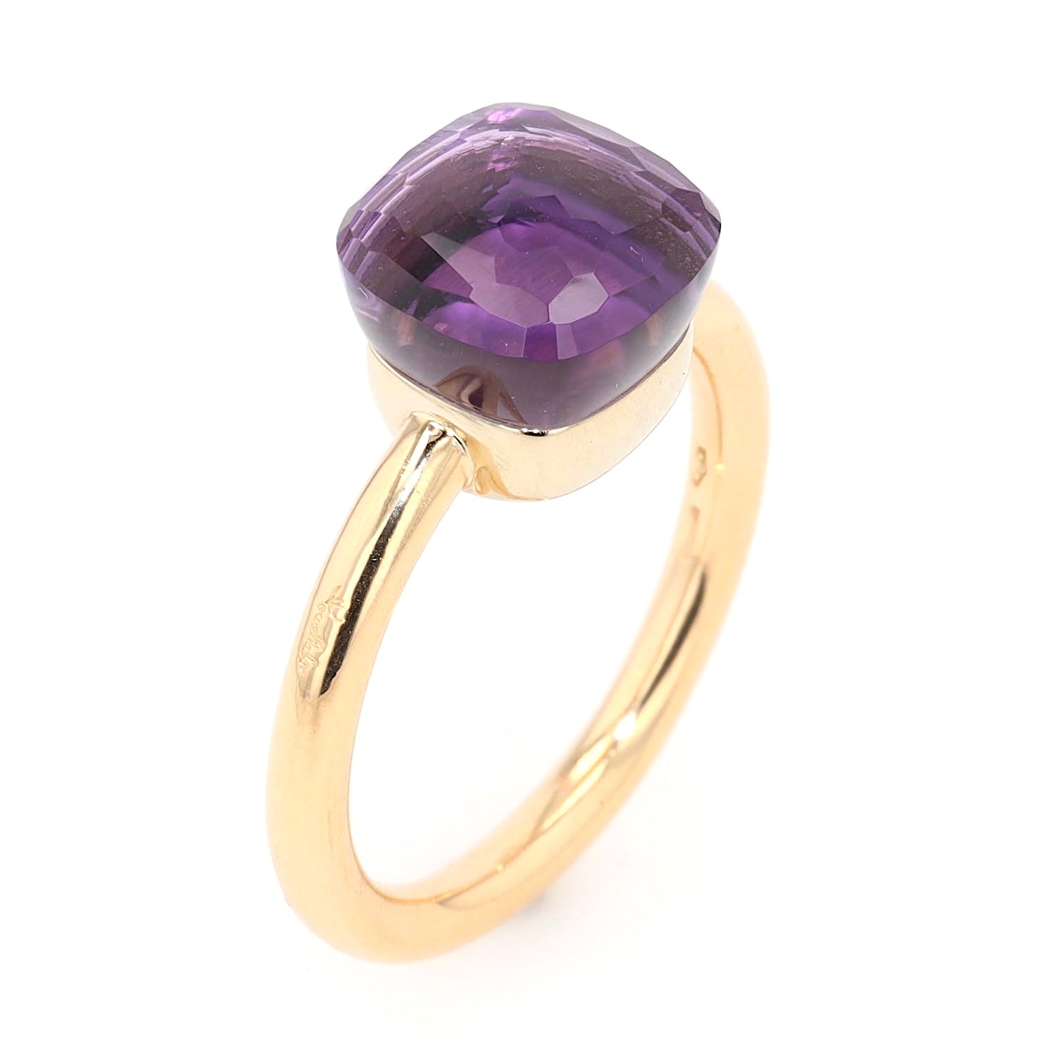 Pomellato Ring Nudo Classic in 750er Roségold mit einem Amethyst, stehend