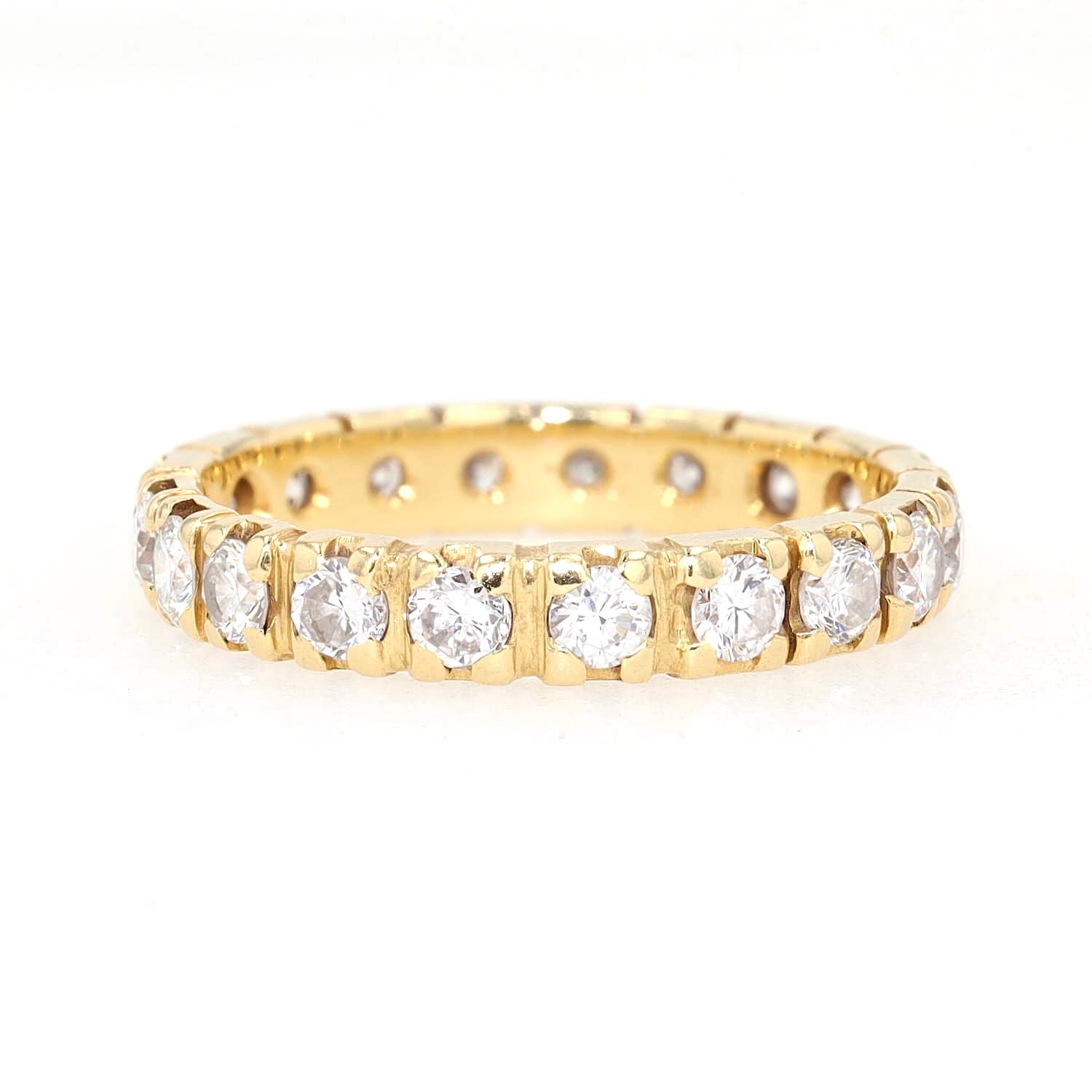 Memoire Ring in 750er Gelbgold mit ca. 1,0 ct Brillanten, liegend leicht gedreht