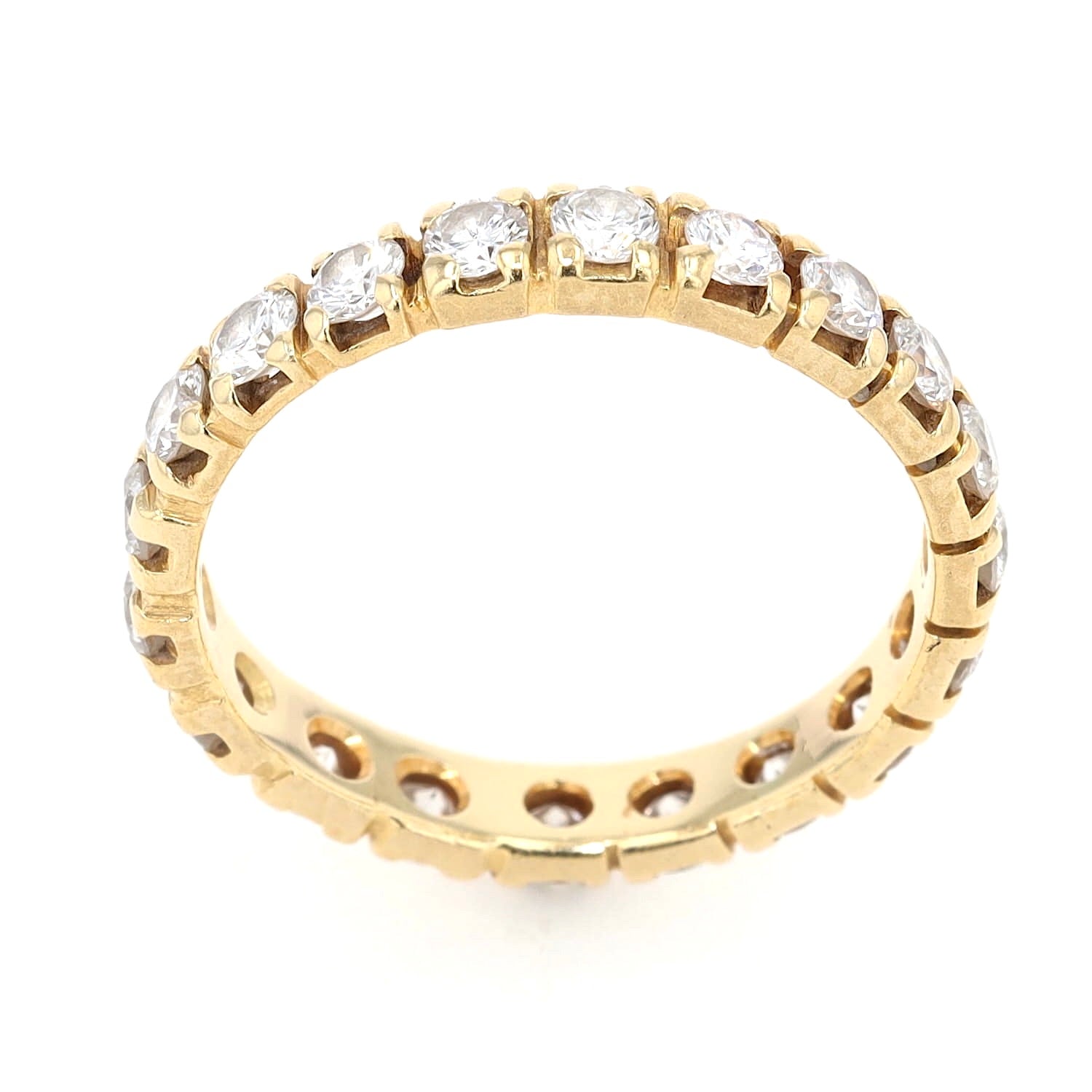 Memoire Ring in 750er Gelbgold mit ca. 1,0 ct Brillanten, stehend Ansicht von der Seite