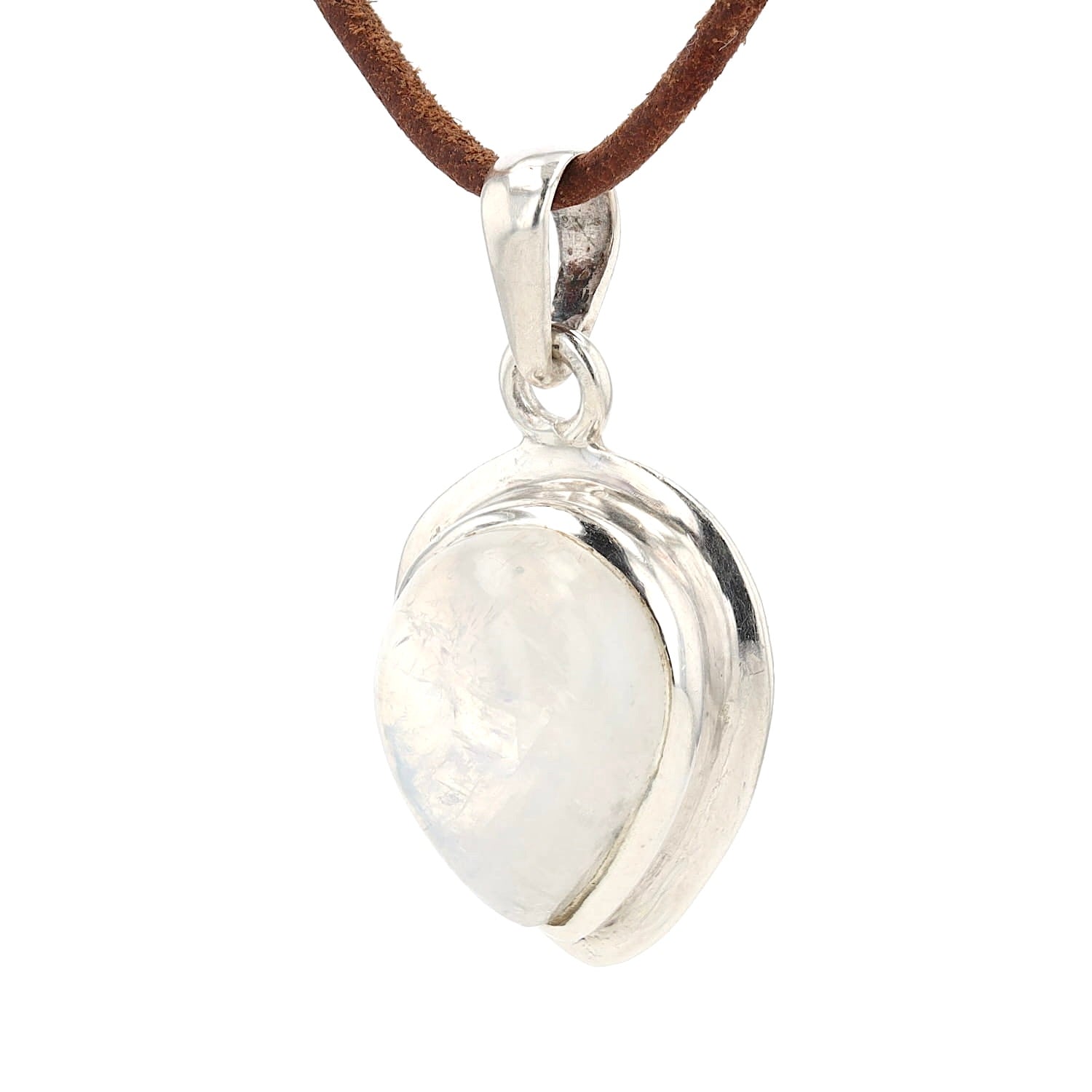 Pendant made of 825 silver with a moonstone, hanging turned left