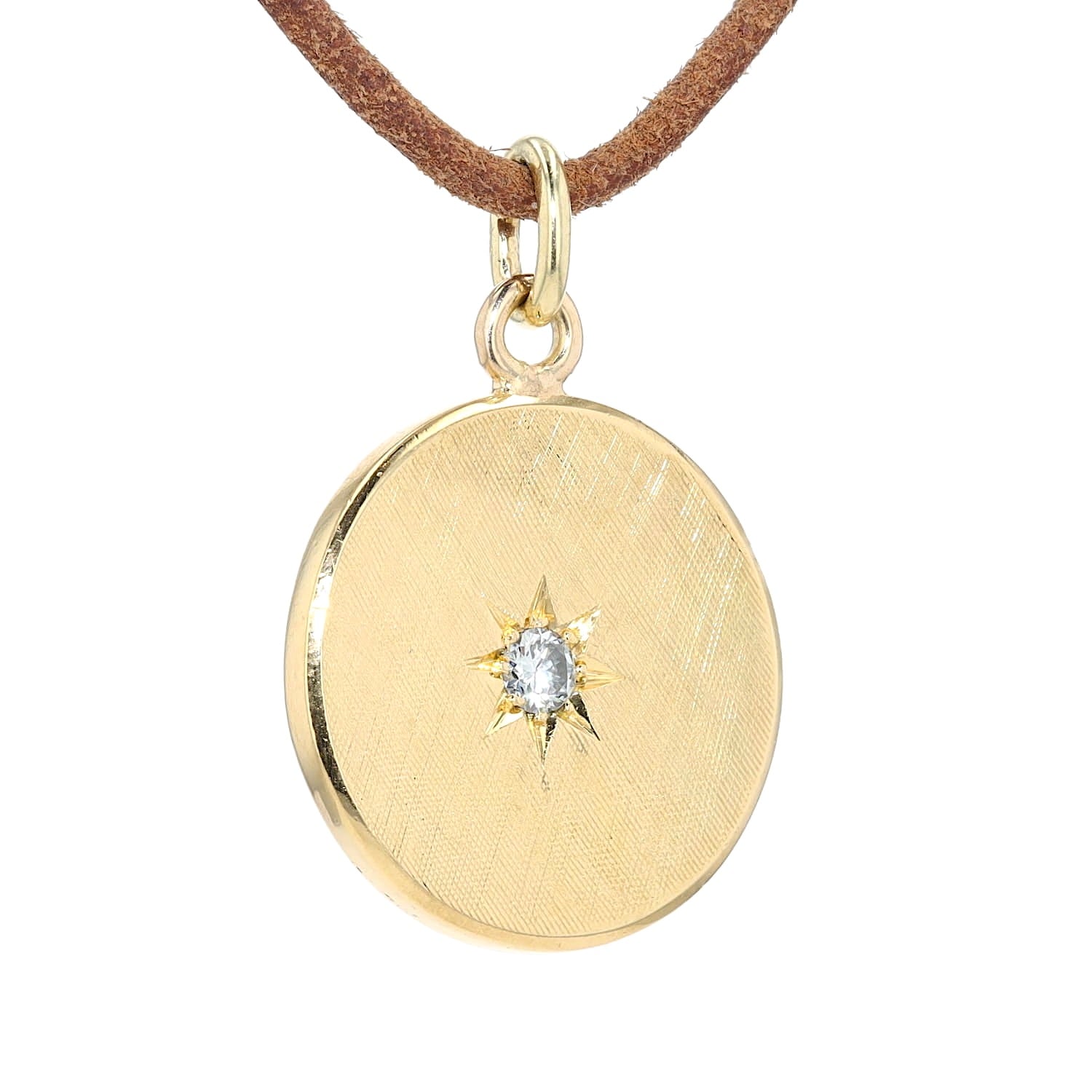 Anhänger in 585er Gelbgold mit einem Brillanten, hängend rechts gedreht
