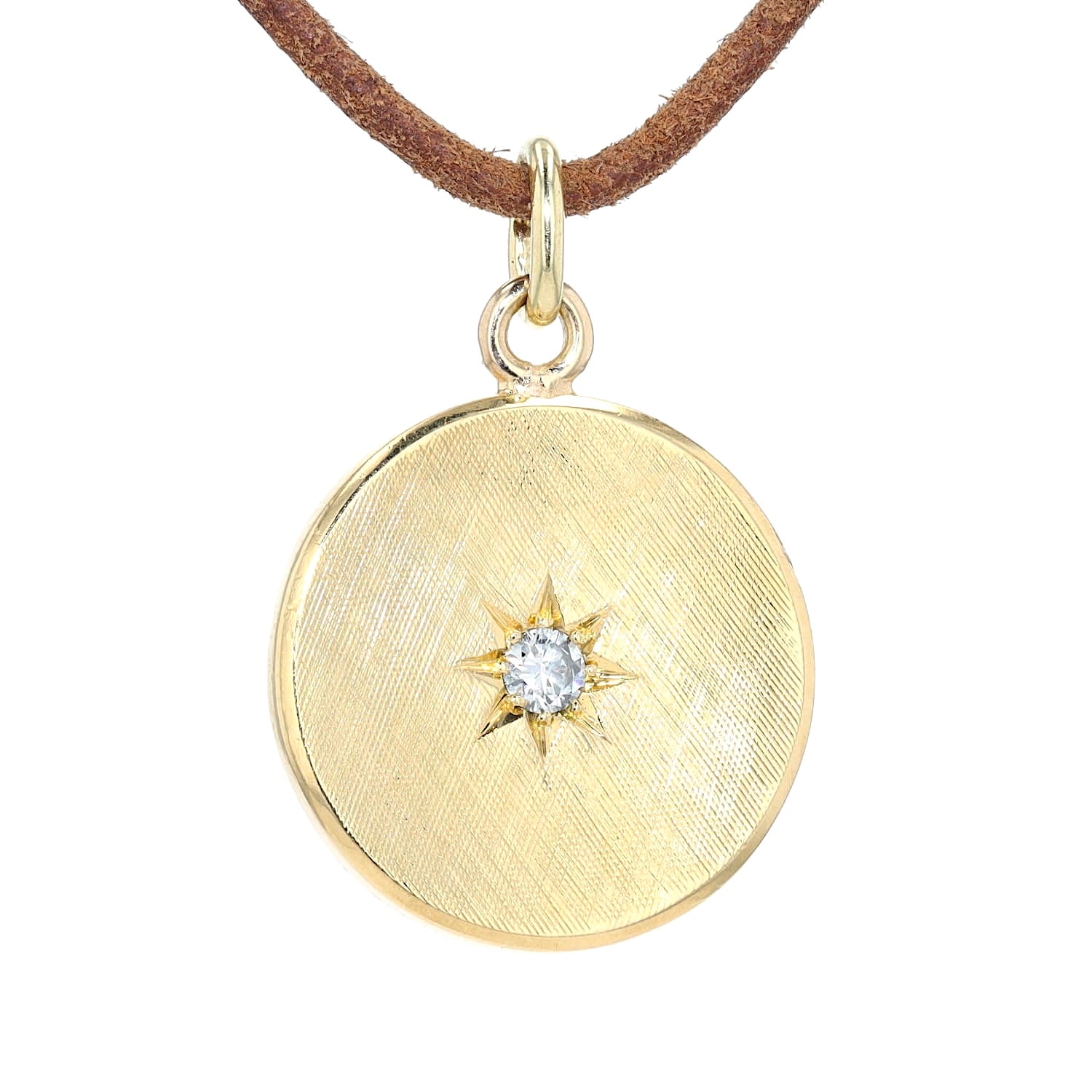 Anhänger in 585er Gelbgold mit einem Brillanten, hängend frontal